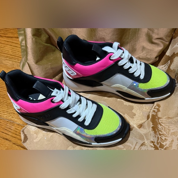 Guess Women's Sneakers with Pink, Black, and Green - Picture 2 of 2